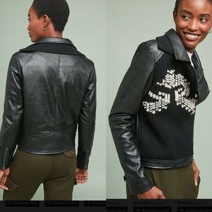 Anthropologie vegan leather sweater Moto jacket